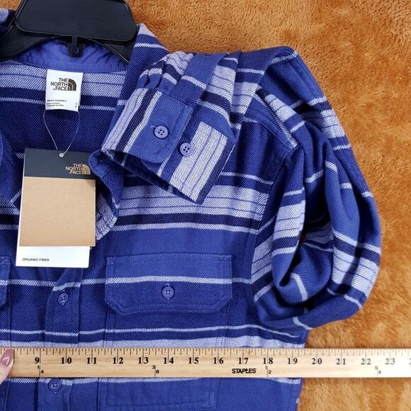 THE NORTH FACE Shirt Mens Small Blue Stripe Button Up Flannel ARROYO $90 - Picture 6 of 8